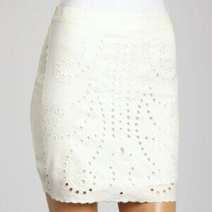 NWOT B.P Collection Ivory Eyelet Mini Pencil Skirt